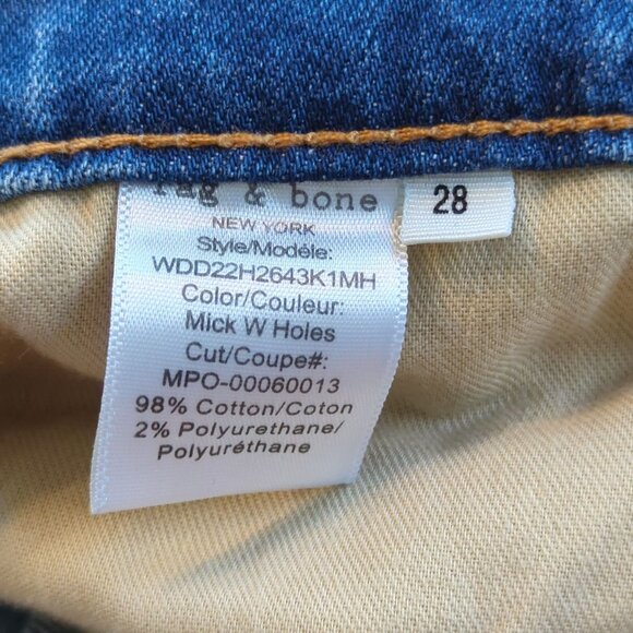 Rag & Bone Dre Low Rise Slim Boyfriend Women Jeans 28 light blue distressed - Picture 11 of 16